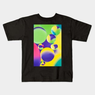 Colorful close up of oil drops in water Kids T-Shirt